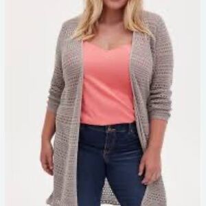Torrid Light Gray Open Knit Cardigan